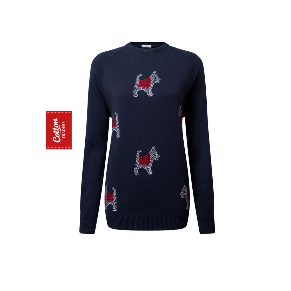COTTON TRADERS English Terrier Coogi Style CREW NECK Sweater!